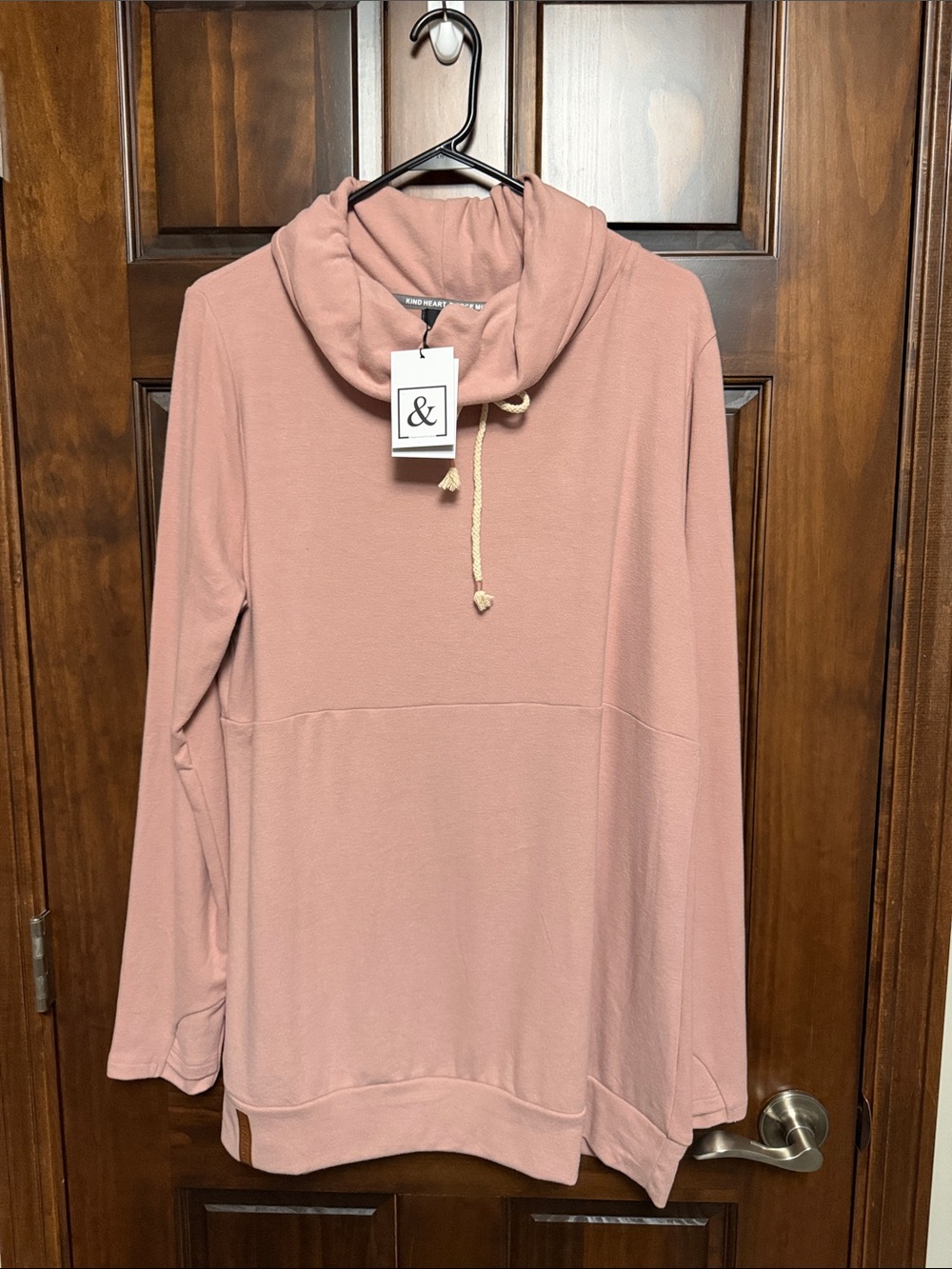 AMPERSAND AVE Dusty Rose Cowl Pullover Hoodie